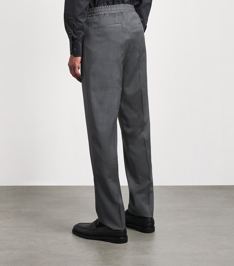 Lardini Mens Virgin Wool Drawstring Straight Trousers Grey Image 5