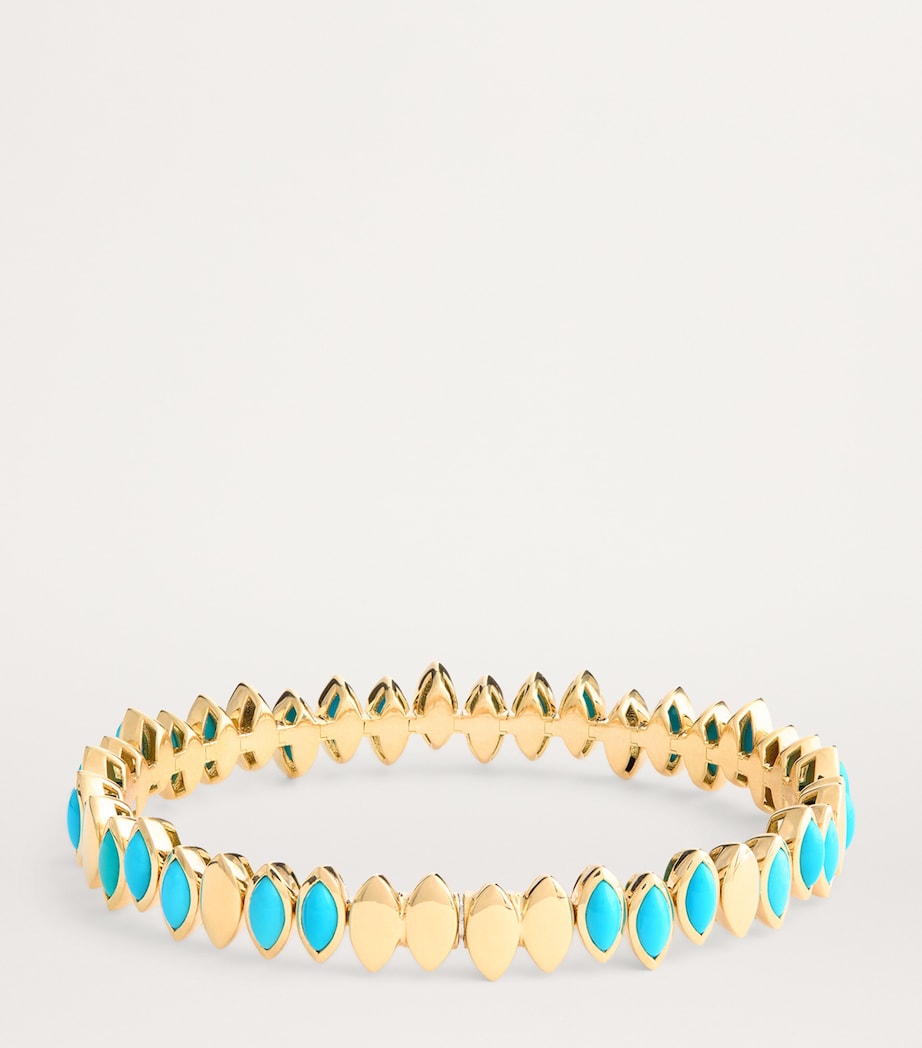 Yellow Gold and Turquoise Navette Bangle YELLOW GOLD Image 2