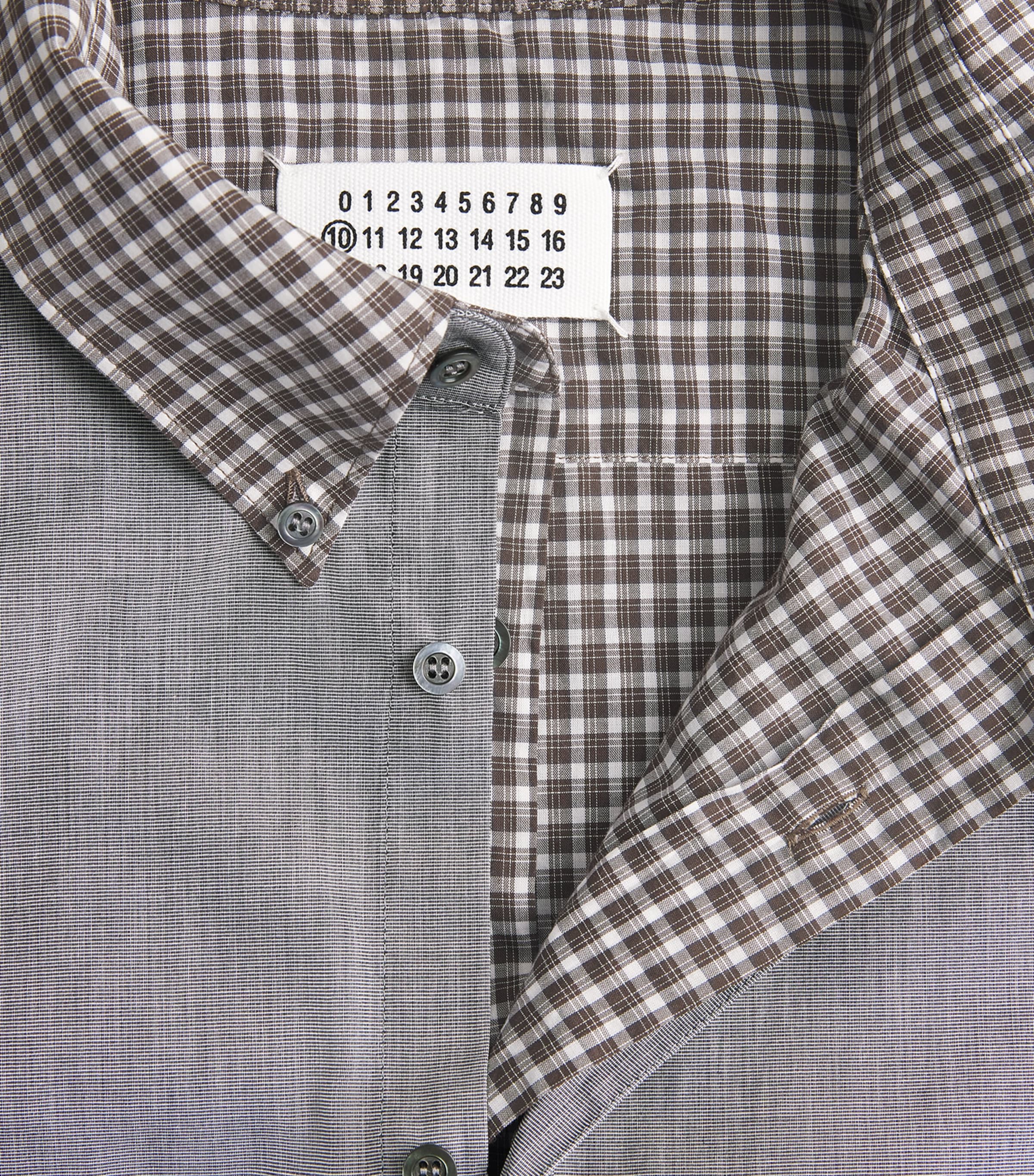 Maison Margiela Mens Double Check Shirt Grey/ Brn Chk Image 6