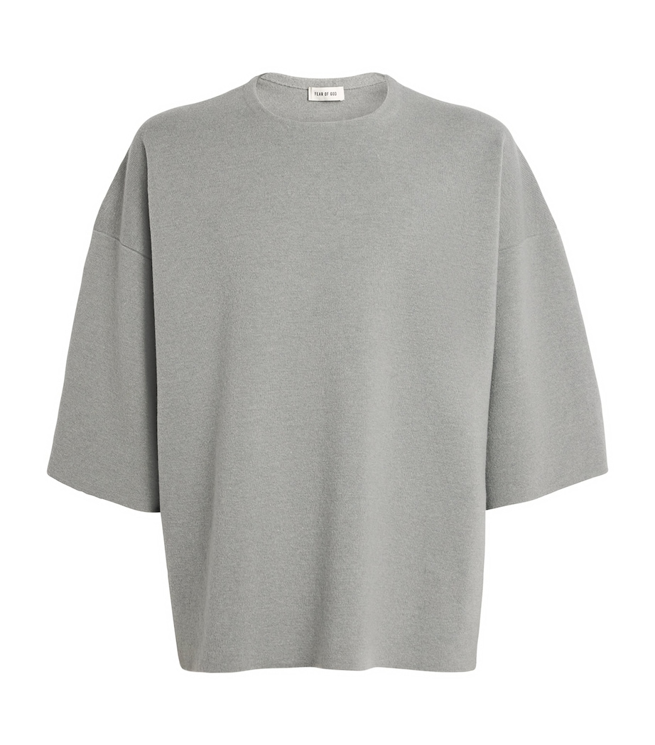 Virgin Wool Milano Stitch Oversized T-Shirt FLINT Image 1