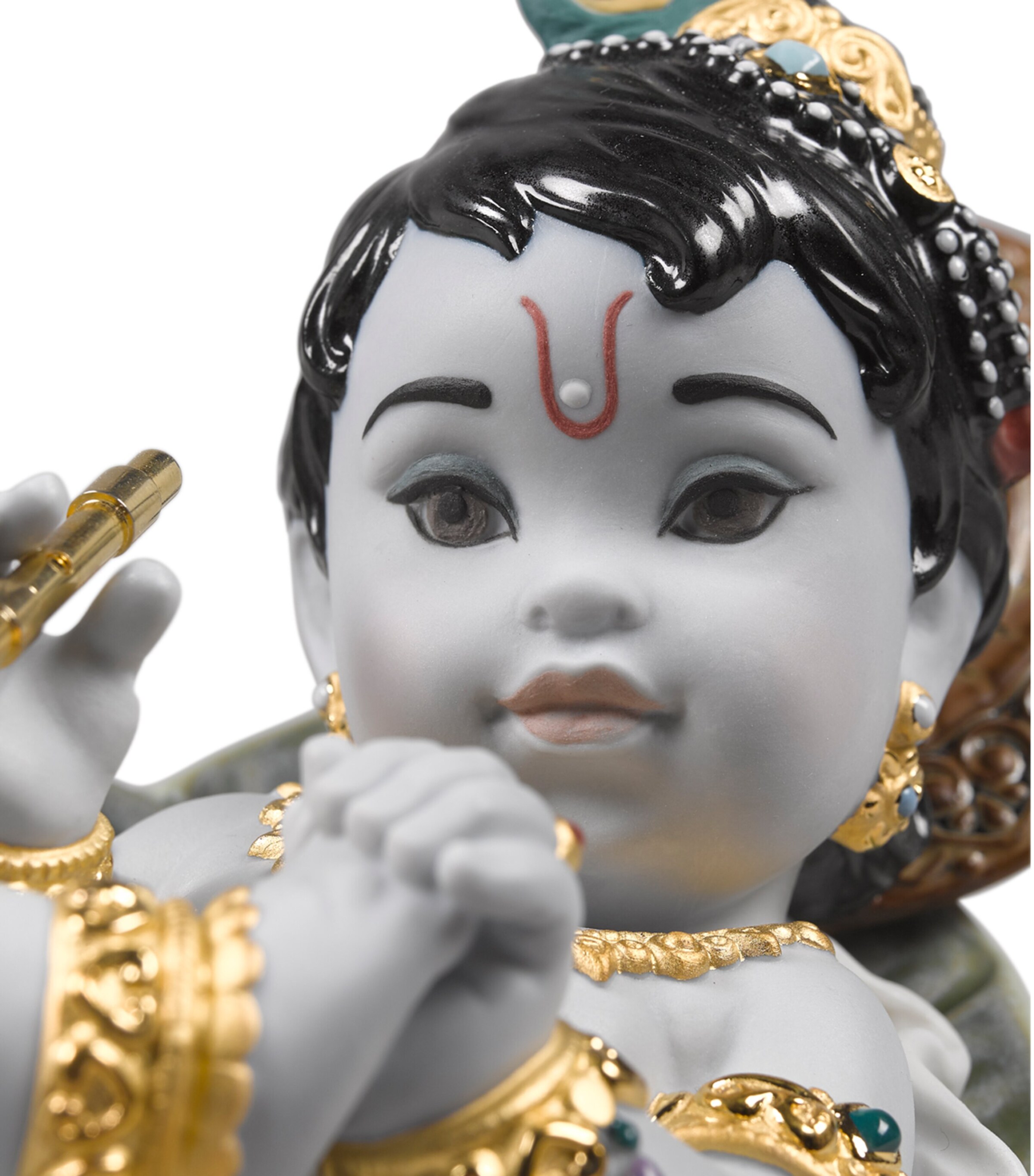 Lladró Porcelain Krishna on Leaf Sculpture Image 2