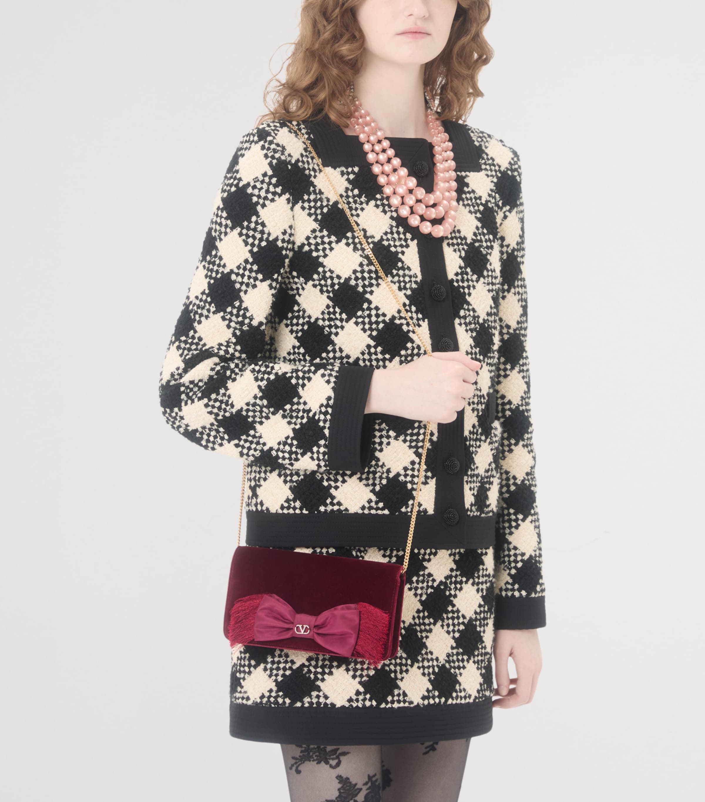 Mini Velvet VLogo Signature Bow Shoulder Bag DBL Image 7