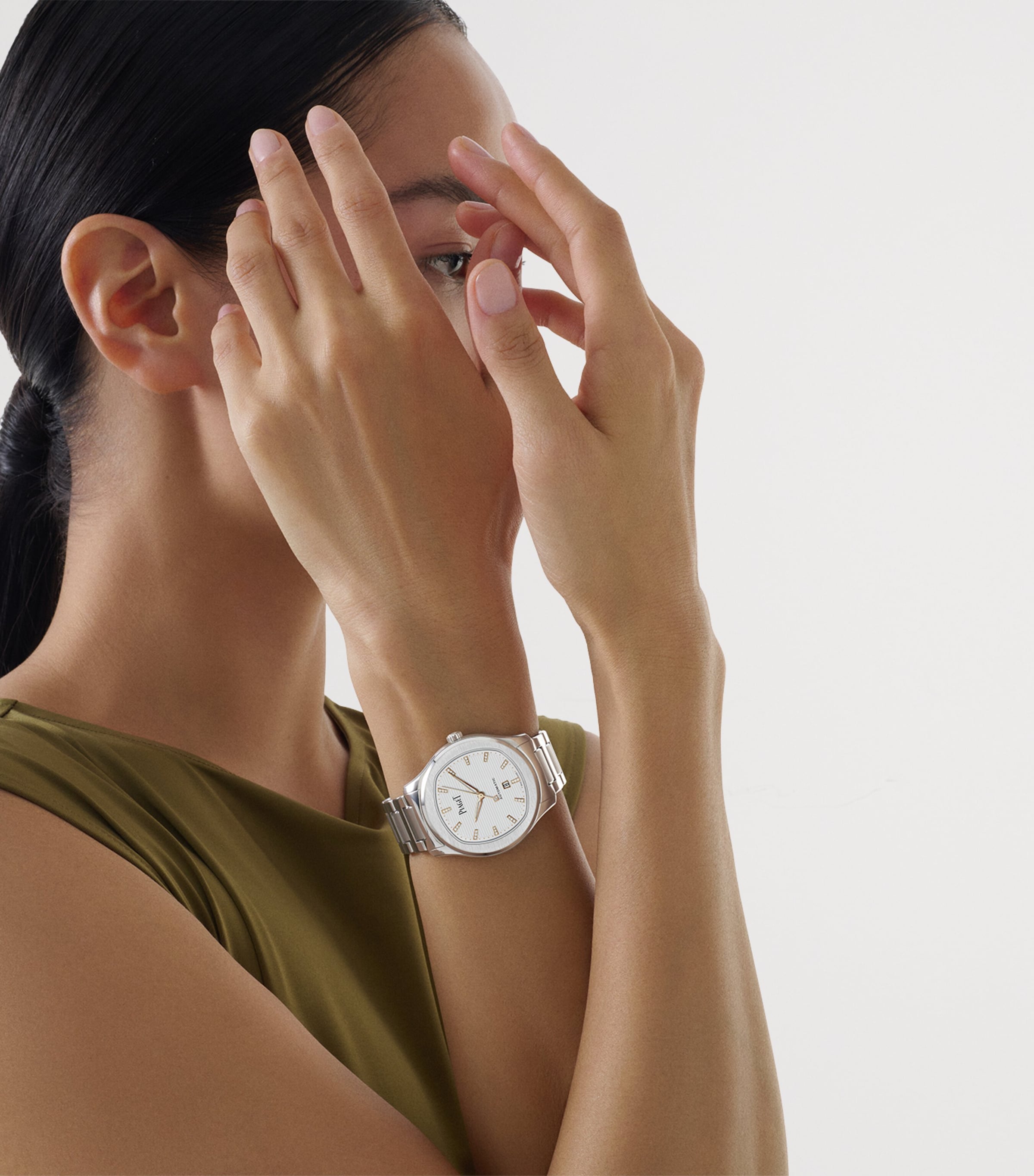 Stainless Steel and Diamond Polo Date Watch 36mm STEEL Image 3