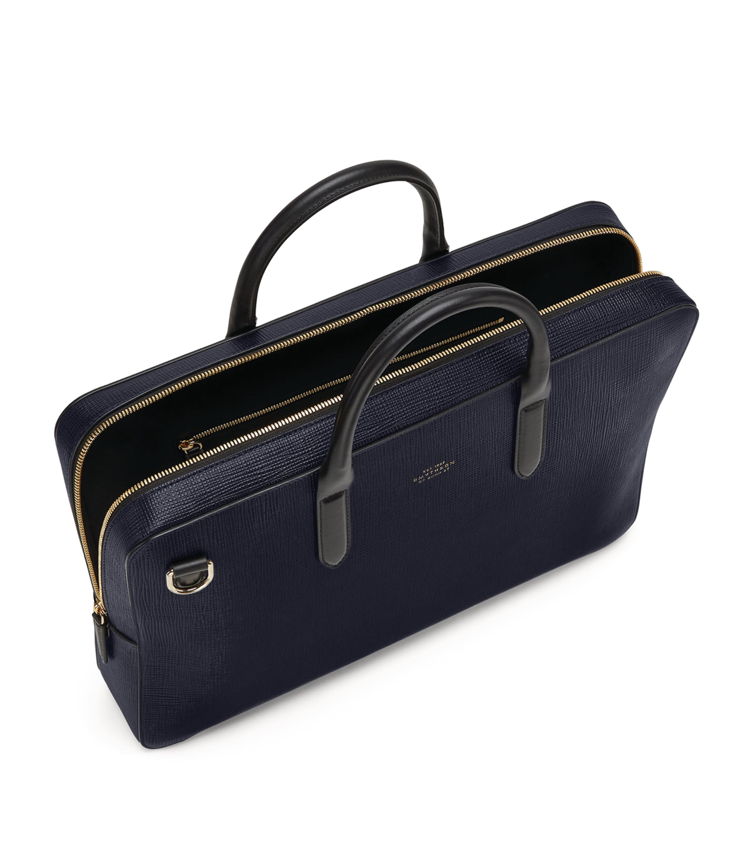 Leather Briefcase NAVY Image 3