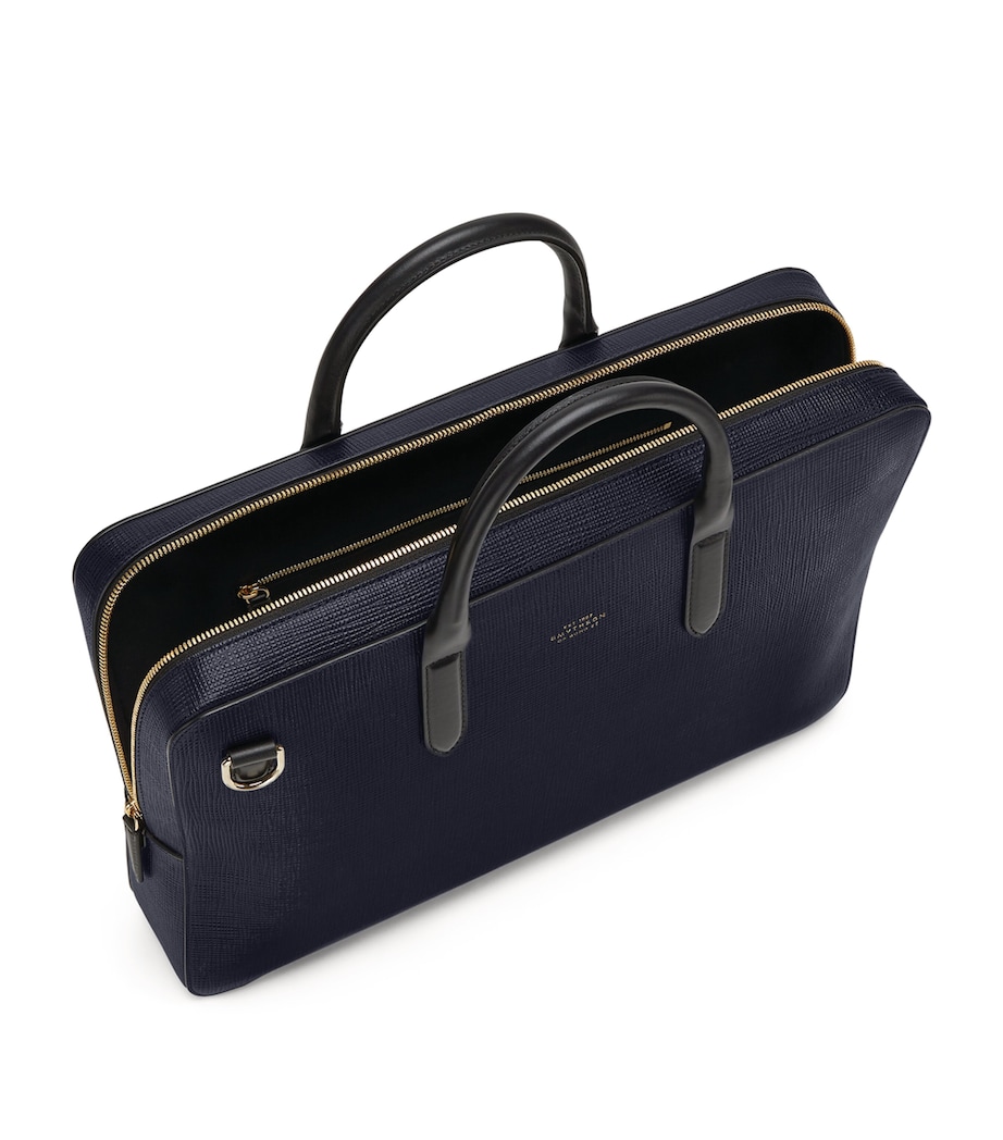 Leather Briefcase NAVY Image 3