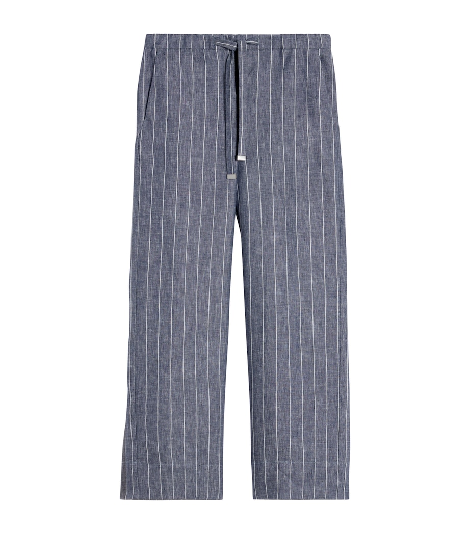 Max Mara Womens Linen Stripe Cresta Trousers Ultramarine Image 1