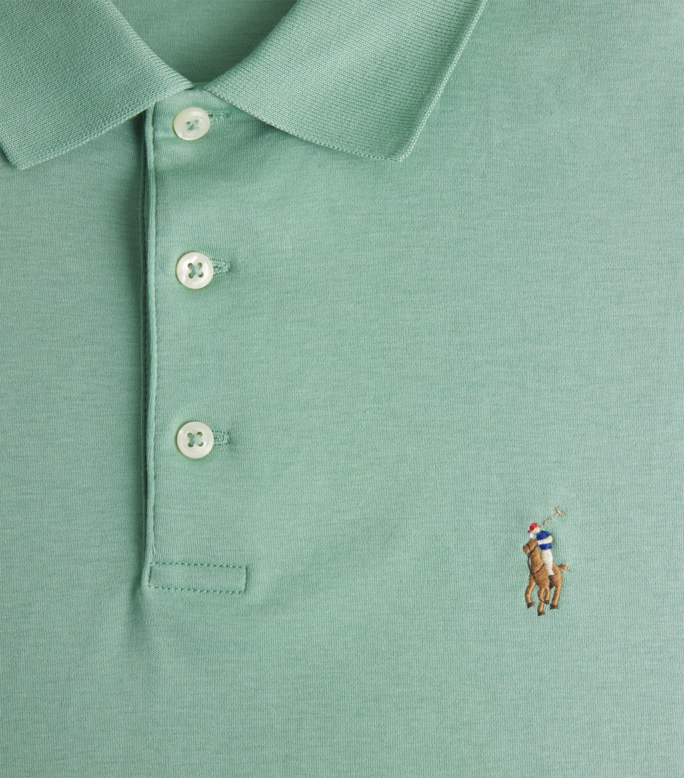 Pima Cotton Slim Polo Shirt FADED MINT Image 5