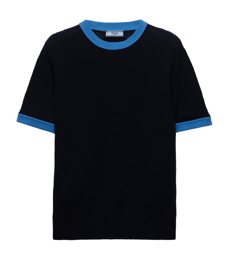 Prada Womens Cashmere Short-Sleeve Sweater Image 1