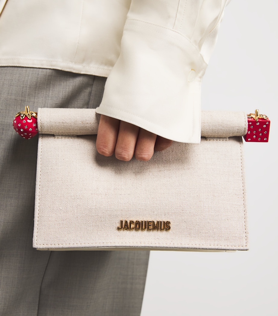 Small Canvas Rond Carré Clutch Bag 140 LIGHT GREIGE Image 2