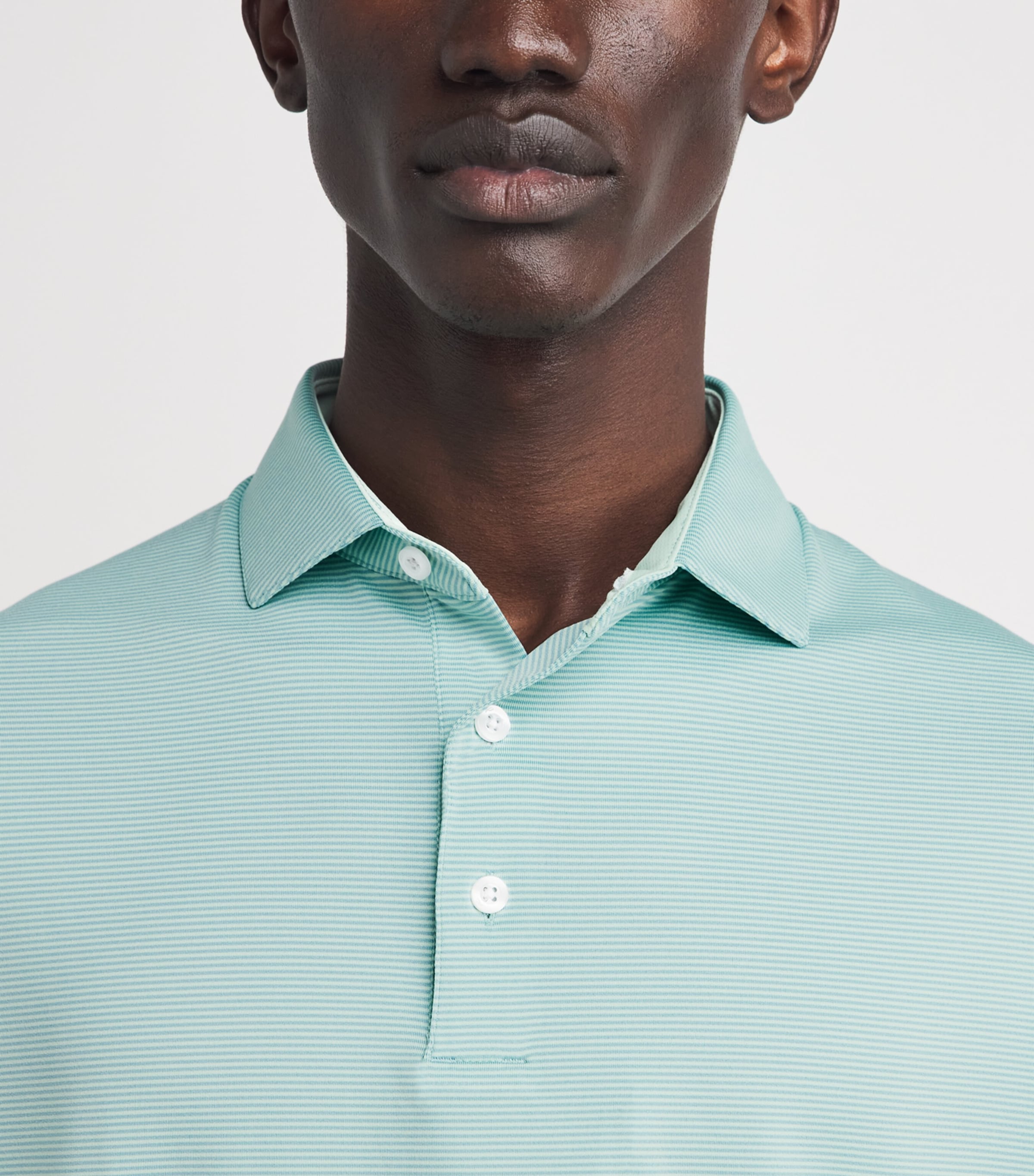 KJUS Mens Stripe Soren Golf Polo Shirt Agave/rivbk Image 3