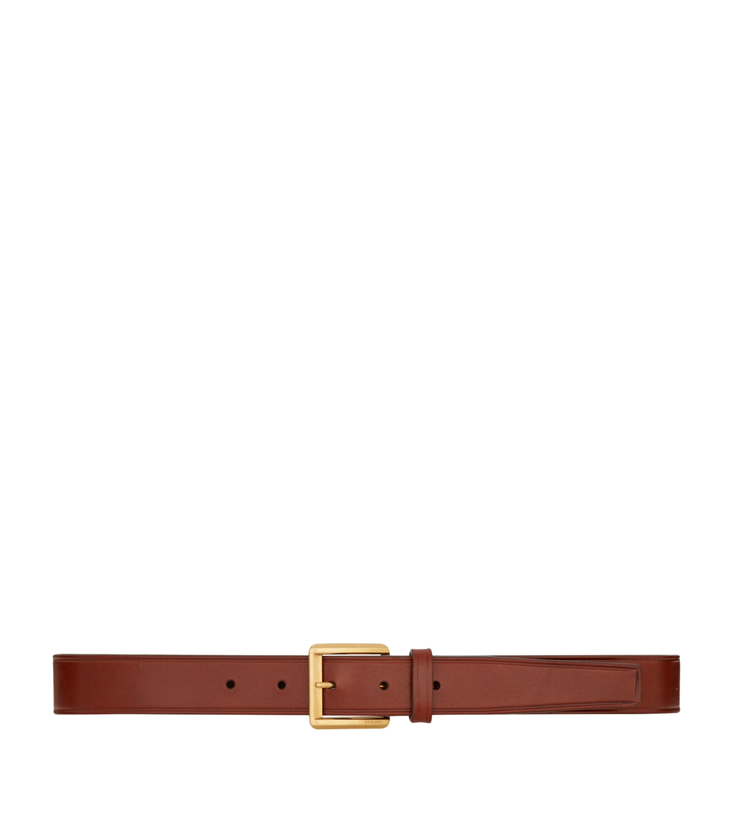 Saint Laurent Leather Logo-buckle Belt In Burgundy