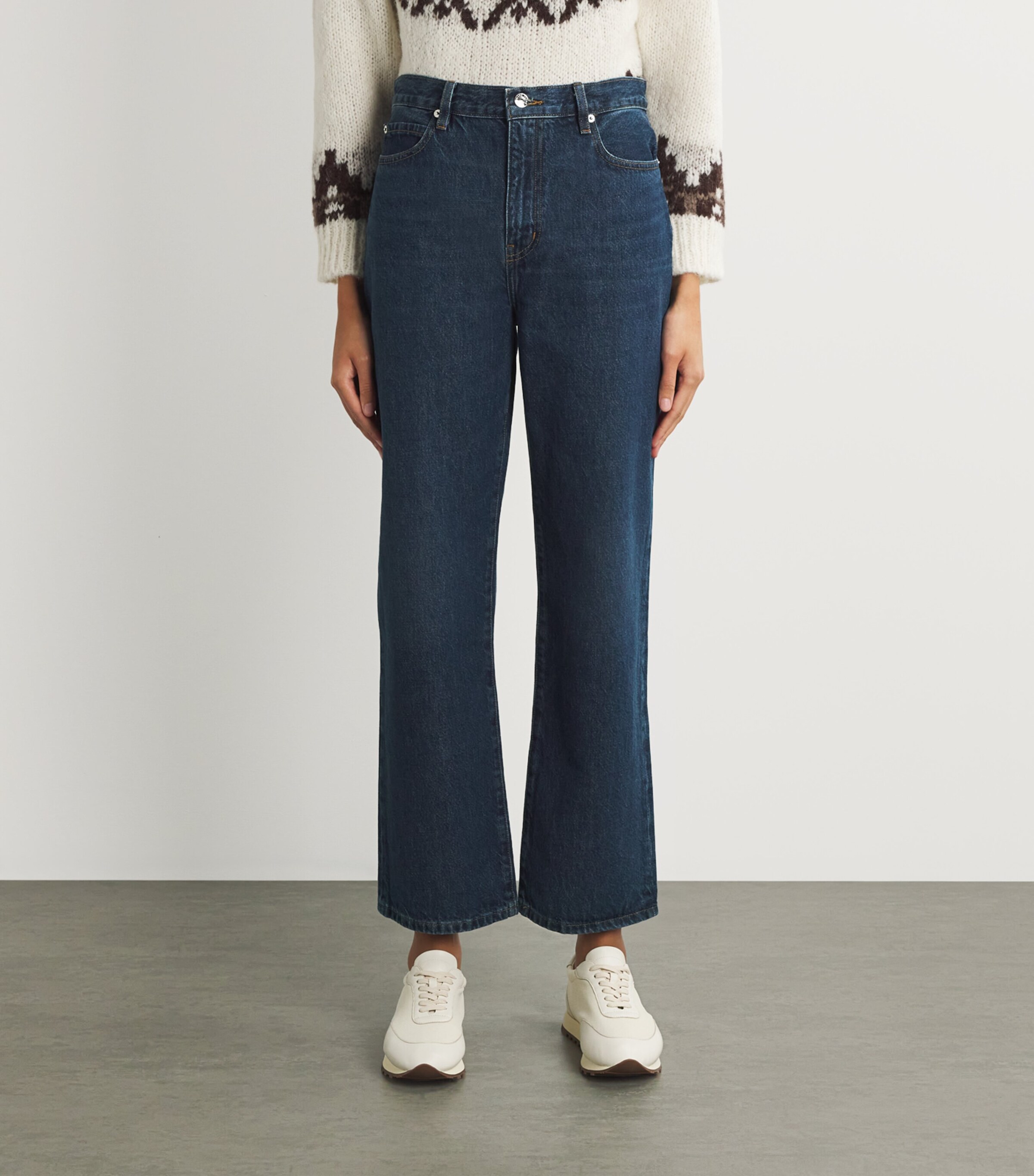 FRAME Womens Le Jane Cropped Wide-Leg Jeans Kirk Image 3