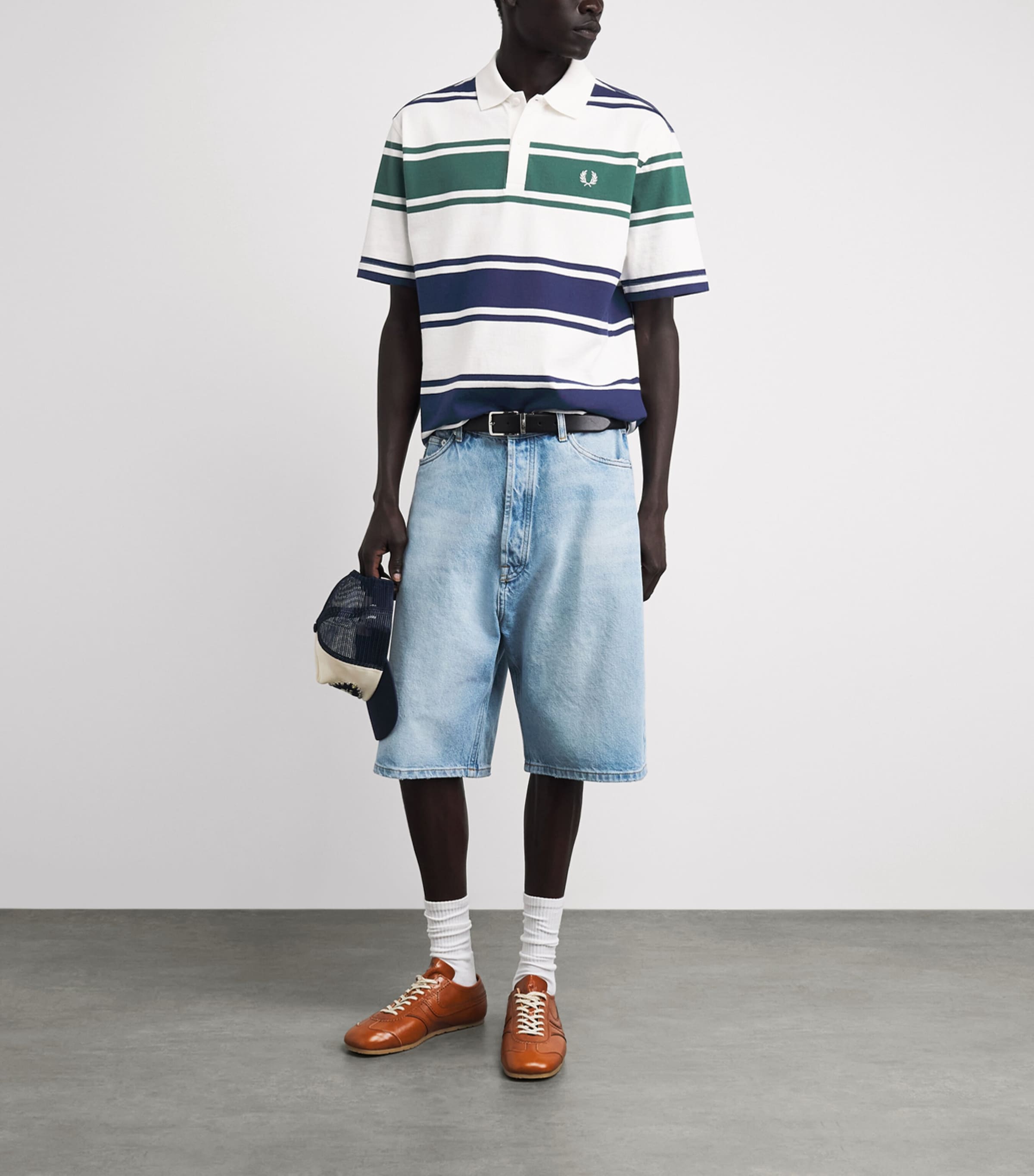 Fred Perry Mens Cotton Stripe Polo Shirt Snow White Image 2