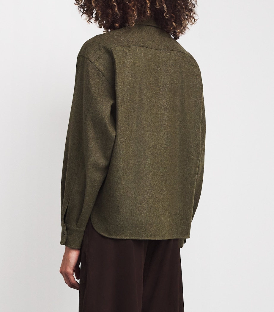 Wool Collared Cardigan MOSS GREEN Image 4