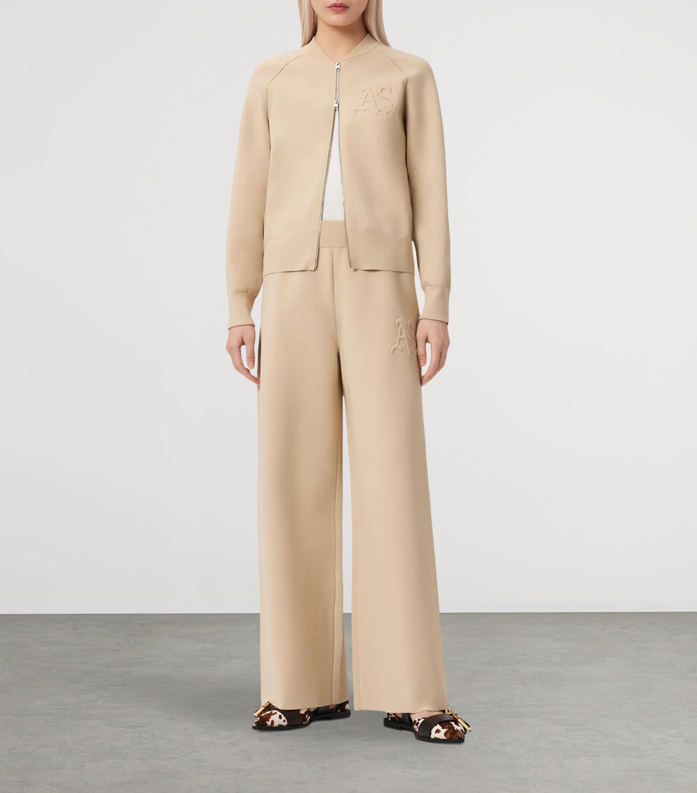 AllSaints Womens Sonny Straight Sweatpants Pebble White Image 5
