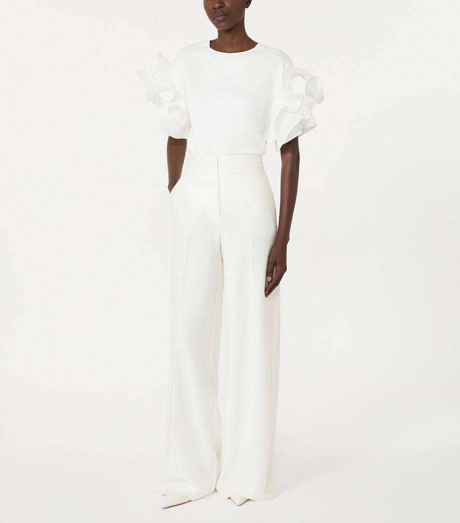 Max Mara Womens Cotton Jersey Ruffle T-Shirt White Image 2