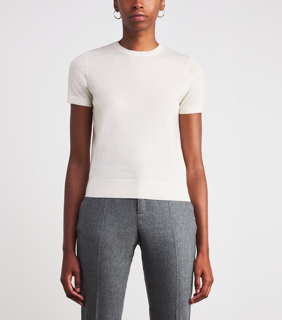 Wool Short-Sleeve Sweater NEW IVORY Image 3