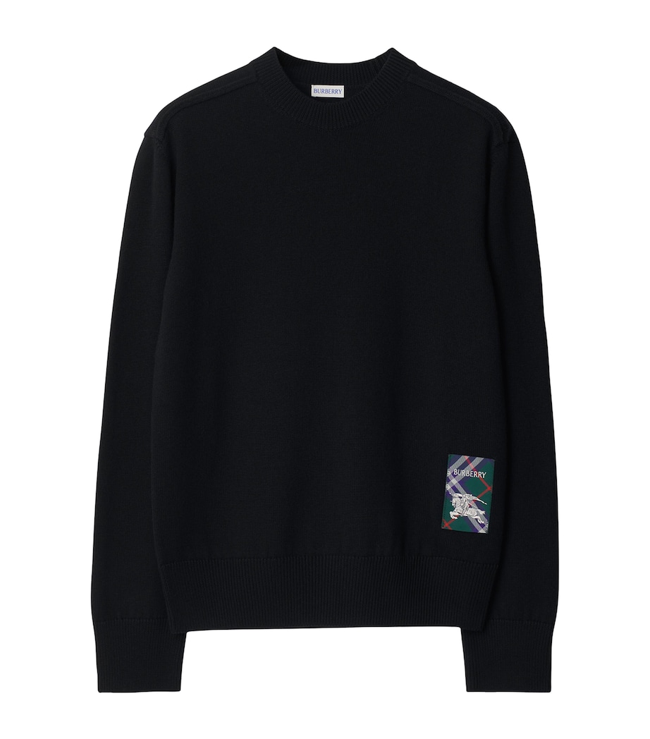 Wool Check-Label Sweater BLACK Image 1