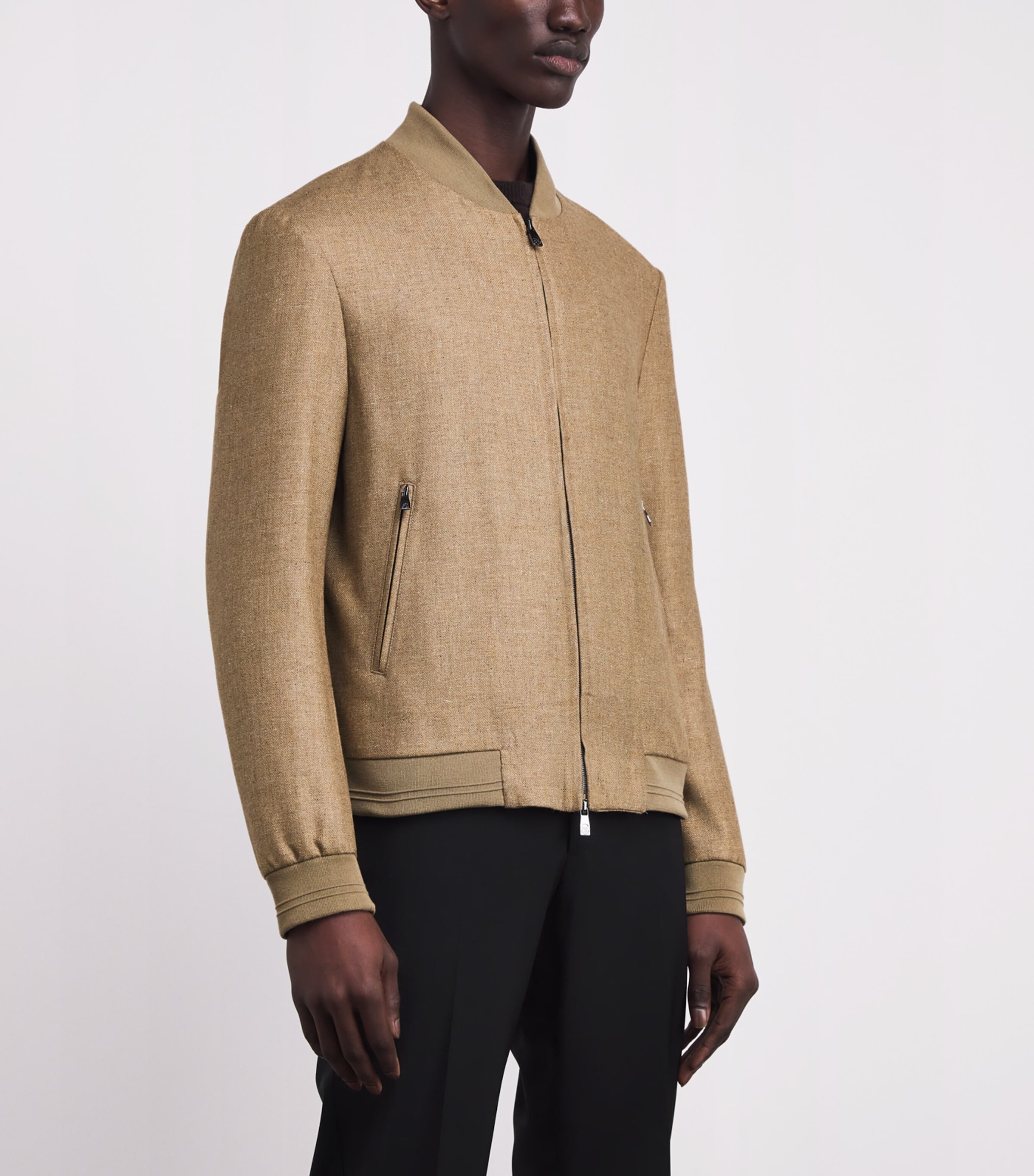 Silk-Virgin Wool Bomber Jacket 035 NATURAL / BEIGE Image 3