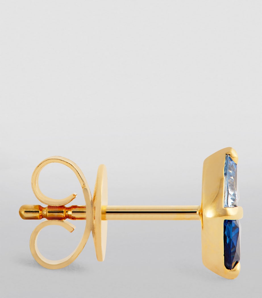 Yellow Gold and Sapphire Diamond Stud Earrings YELLOW GOLD Image 3