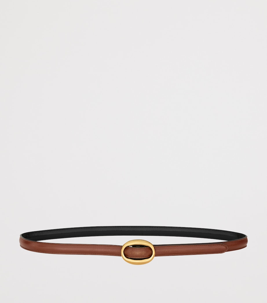 Saint Laurent Leather Reversible Oval-Buckle Belt Image 4