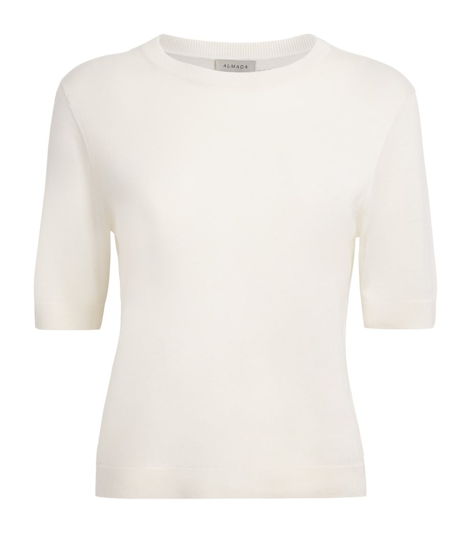 Almada Label Womens Wool-Silk-Cashmere Paloma T-Shirt Cream Image 1