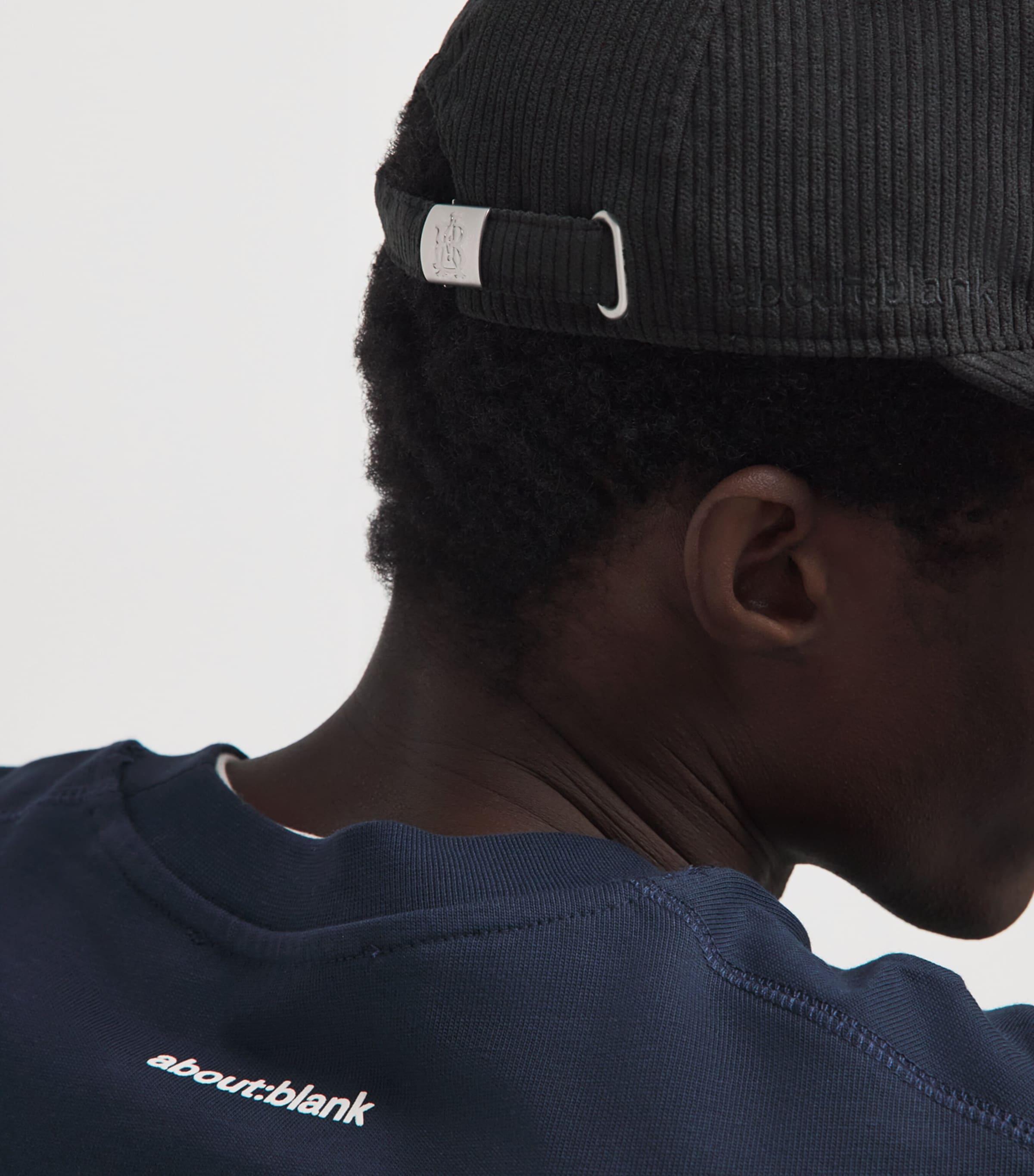 about:blank Corduroy Monogram Cap Black Image 4