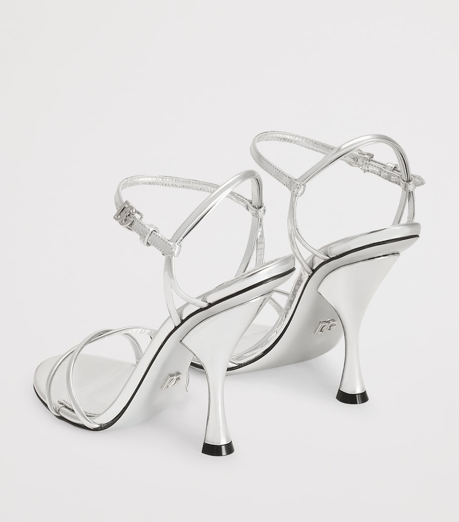 Dolce&Gabbana Leather Mirror Heeled Sandals 105 Silv Image 3
