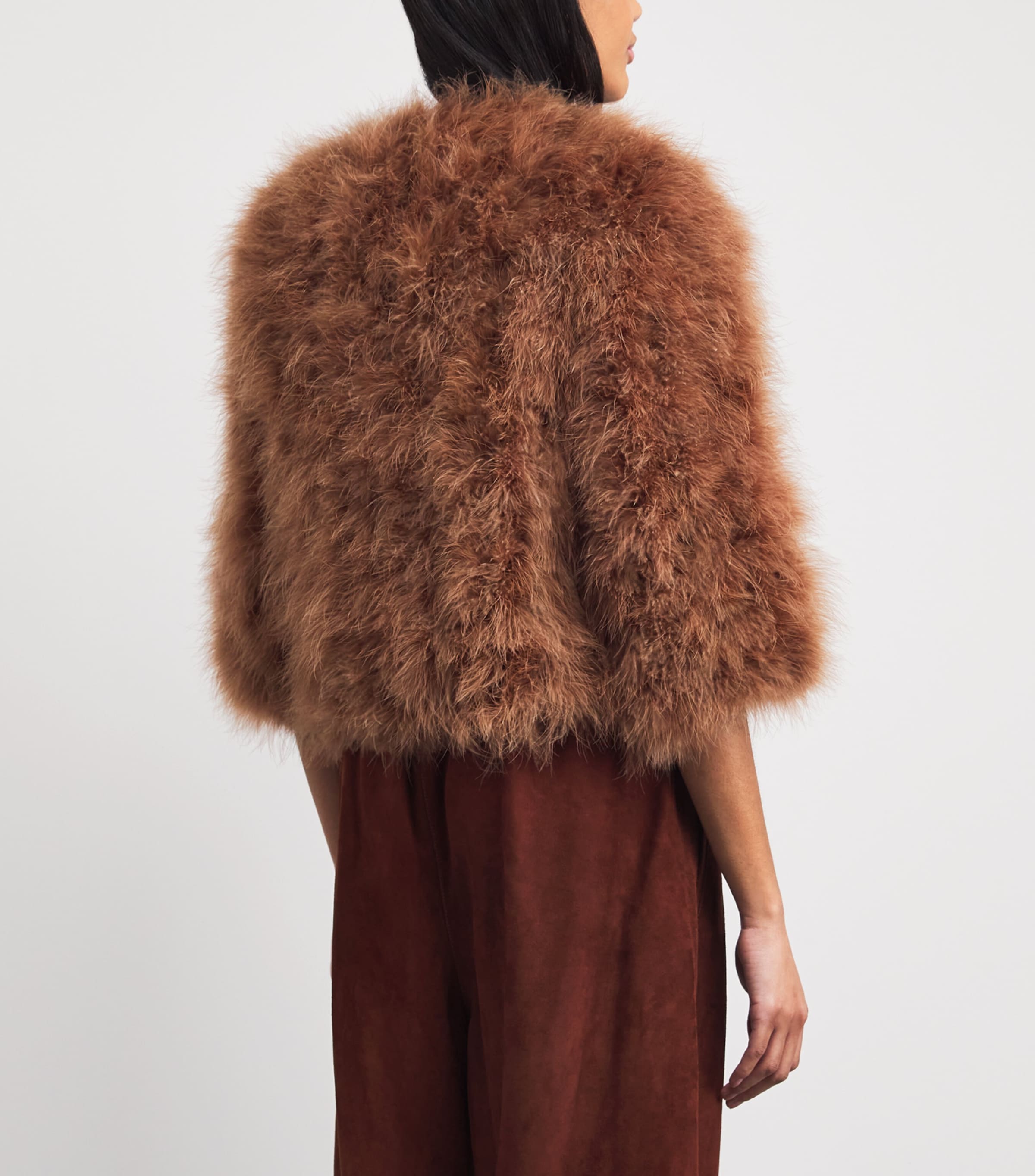 Yves Salomon Womens Feather Cropped Jacket Image 5