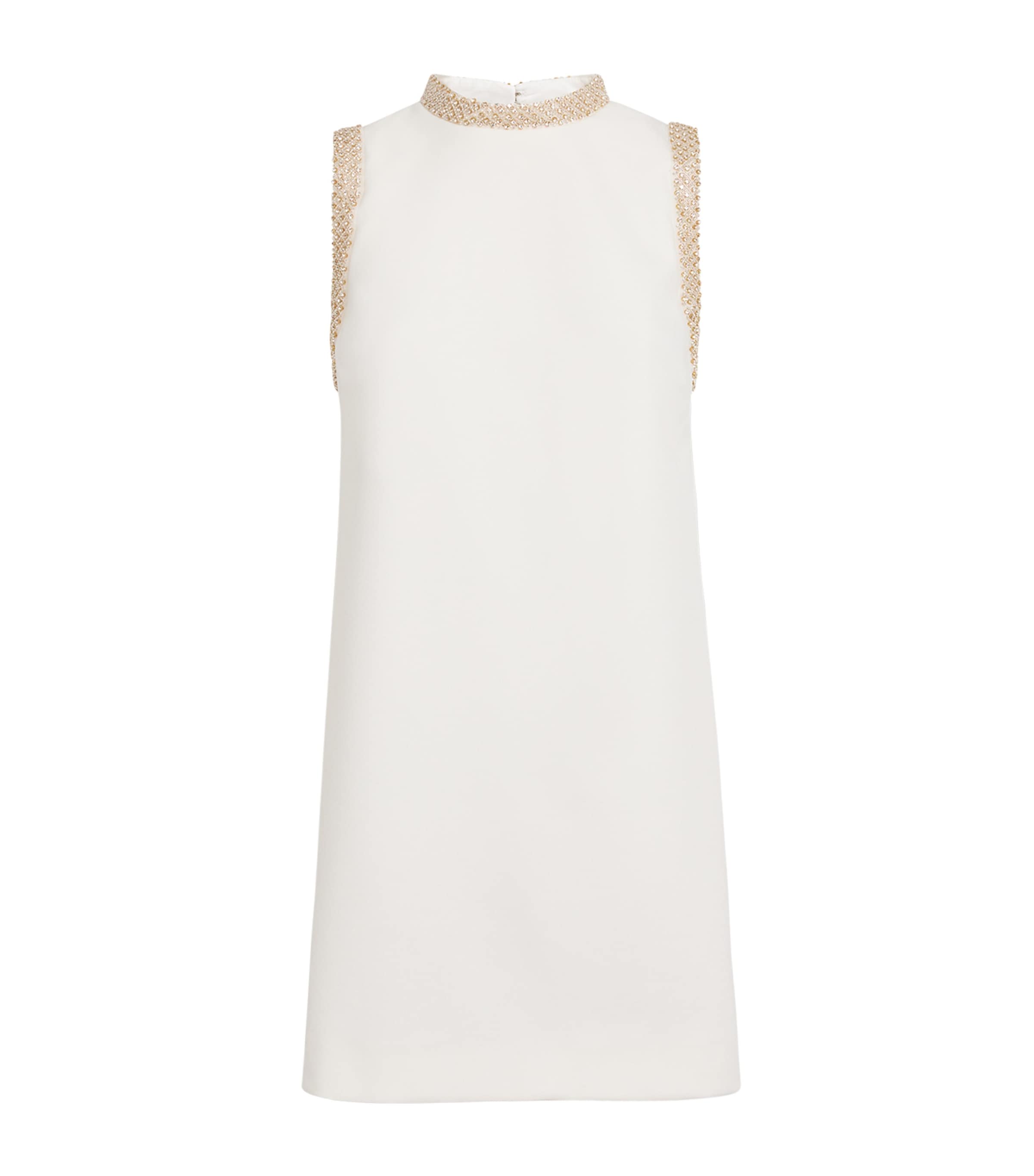 Sandro Embellished Mini Dress In Beige