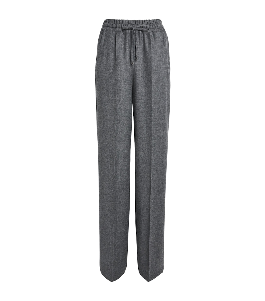 Kiton Womens Virgin Wool Drawstring Trousers Grey Image 1