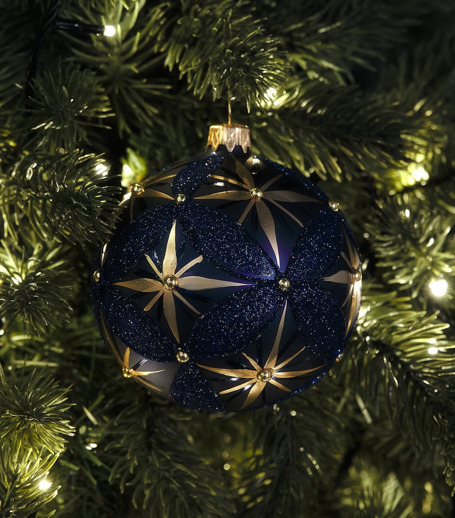 Harrods Glitter Star Bauble Navy Blue Image 3