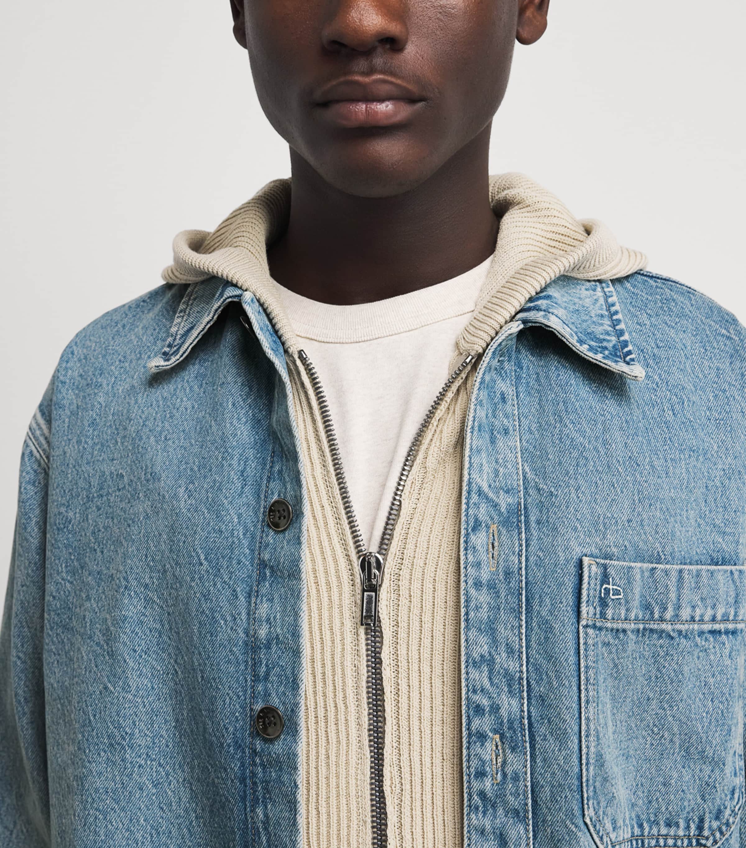 Rag & Bone Mens Denim Astor Overshirt Lex Blue Image 3