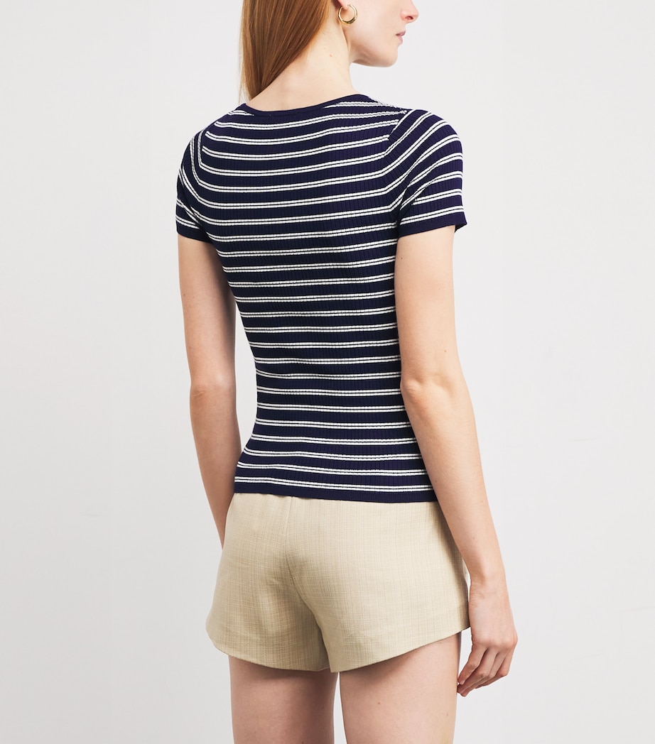 Claudie Pierlot Womens Stripe Rib-Knit Top Dual Color Image 4
