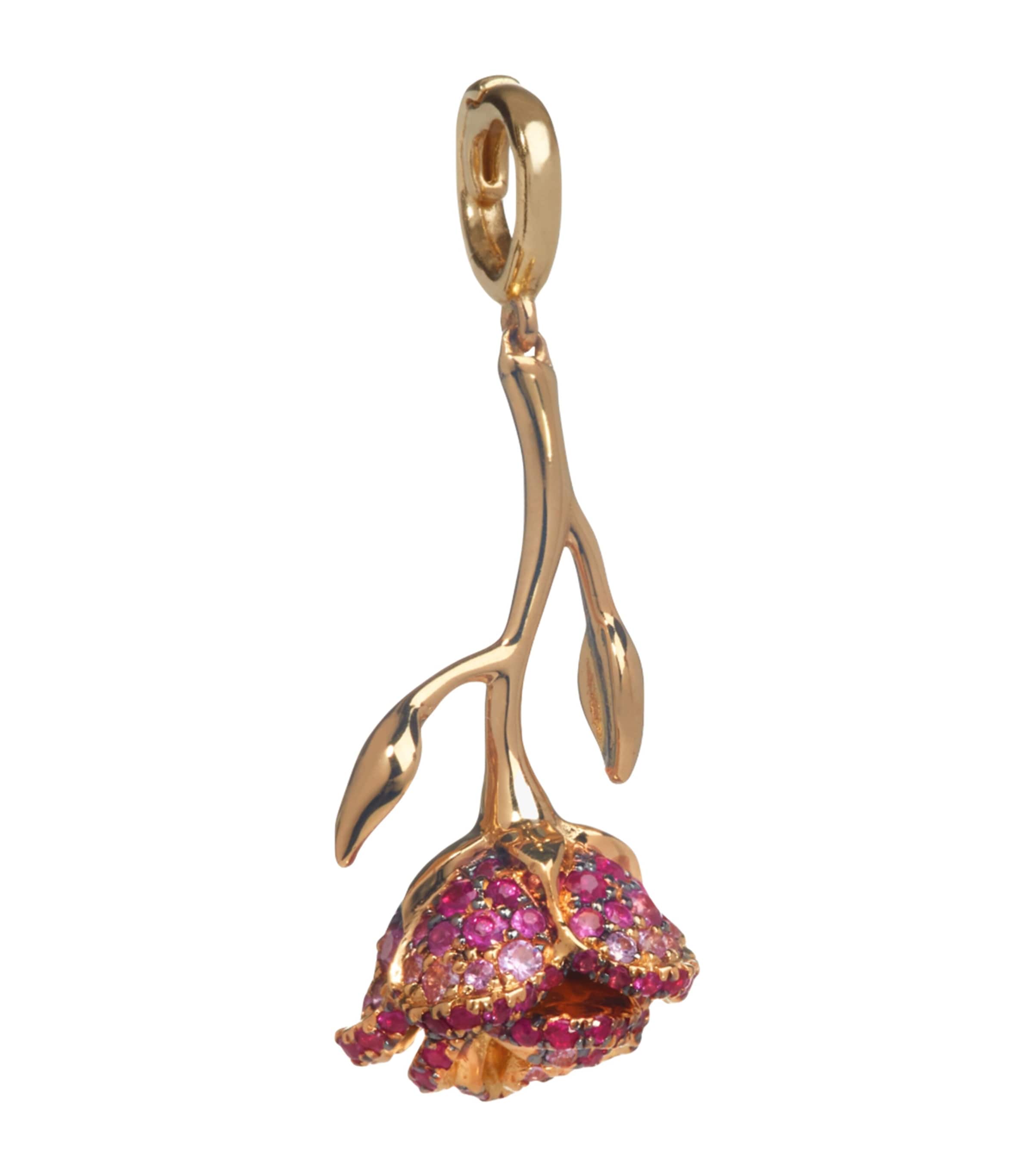 Annoushka X The Vampire's Wife Yellow Gold And Sapphire Wild Rose Charm In Gold