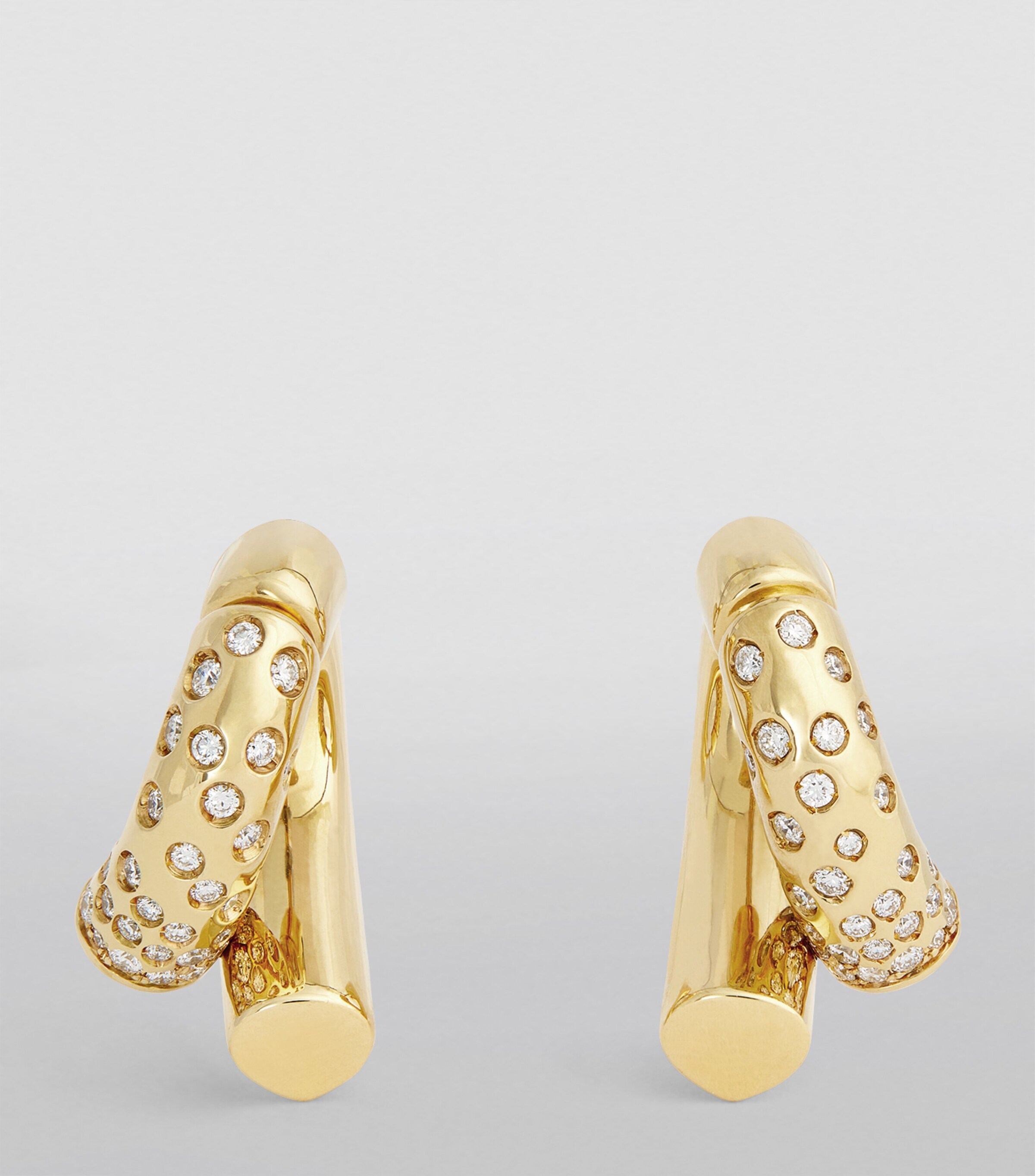 Tabayer Yellow Gold and Pavé Diamond Oera Hoop Earrings Yellow Gold Image 2