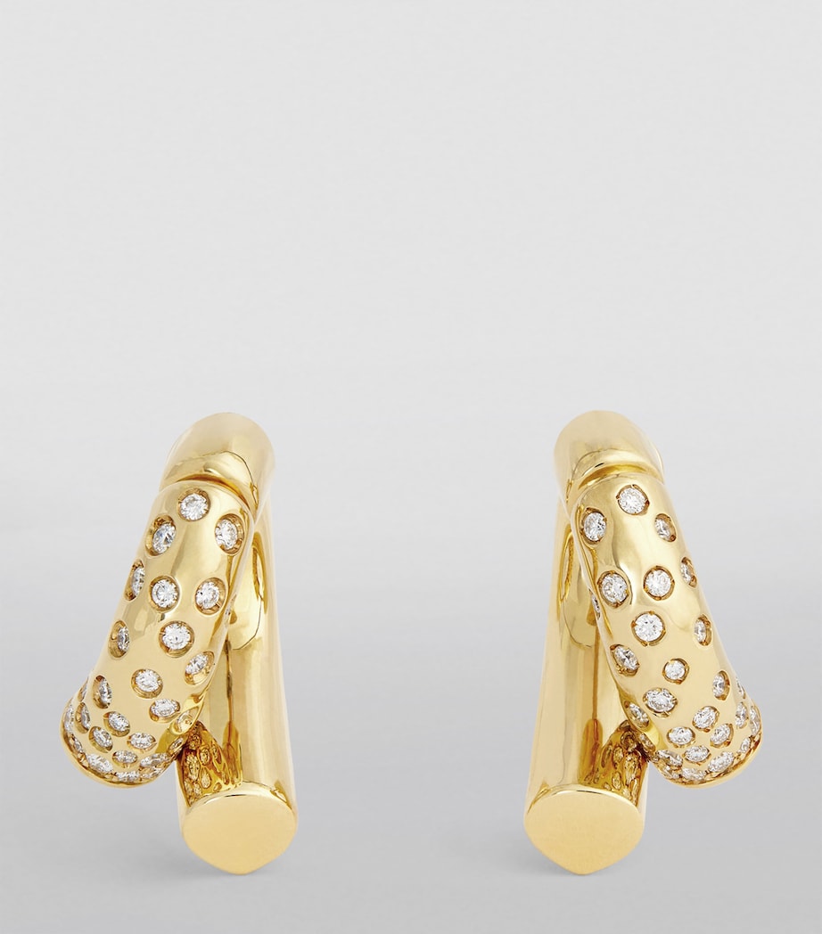 Tabayer Yellow Gold and Pavé Diamond Oera Hoop Earrings Yellow Gold Image 2