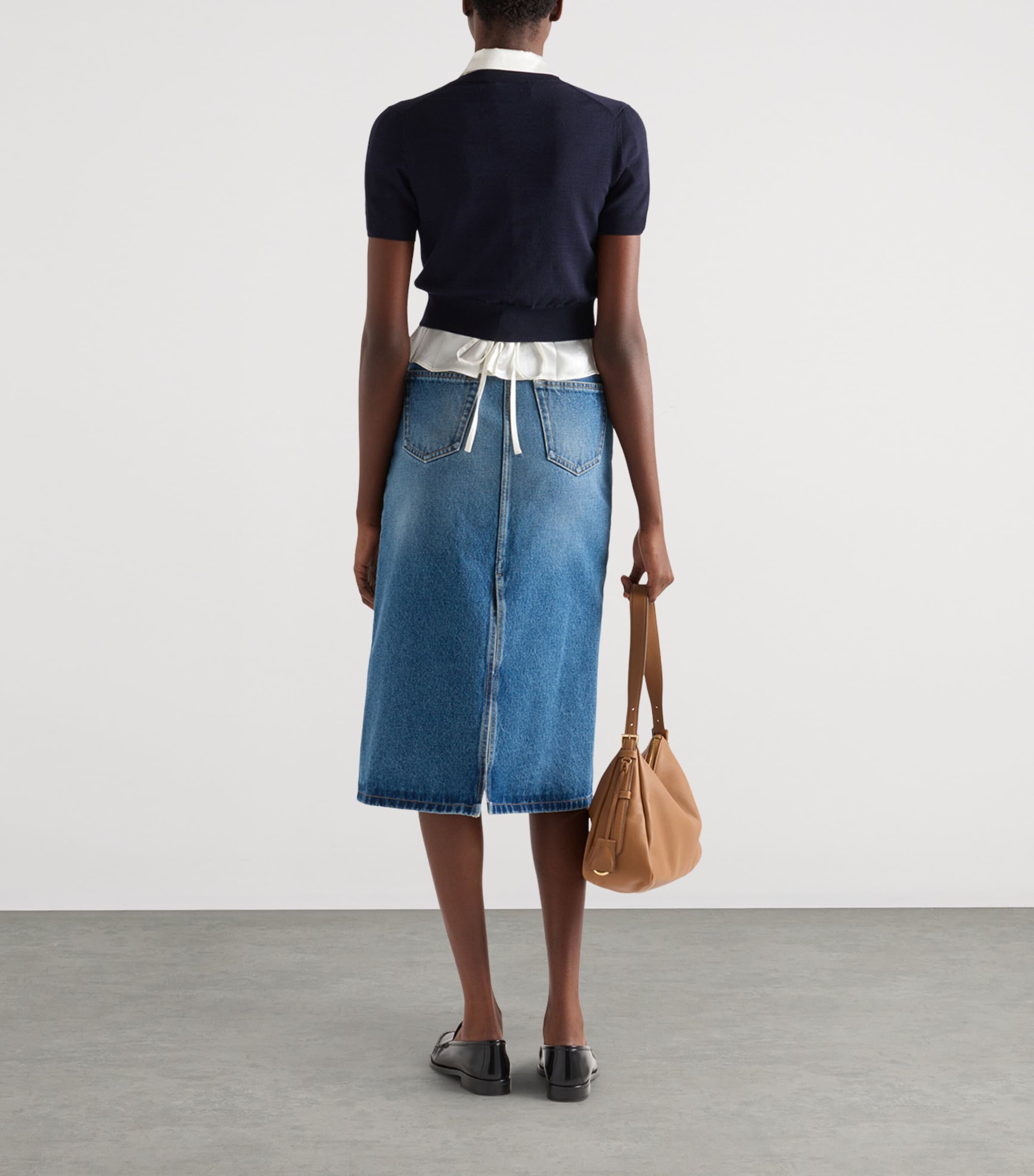 スカート PRADA FW25 Denim skirt (GFD176SOOO16PK F0V3N) Prada Denim Midi Skirt | Harrods UK
