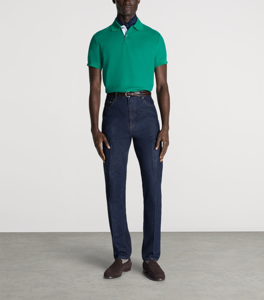 Dunhill Mens Cotton Piqué Polo Shirt Green Image 2