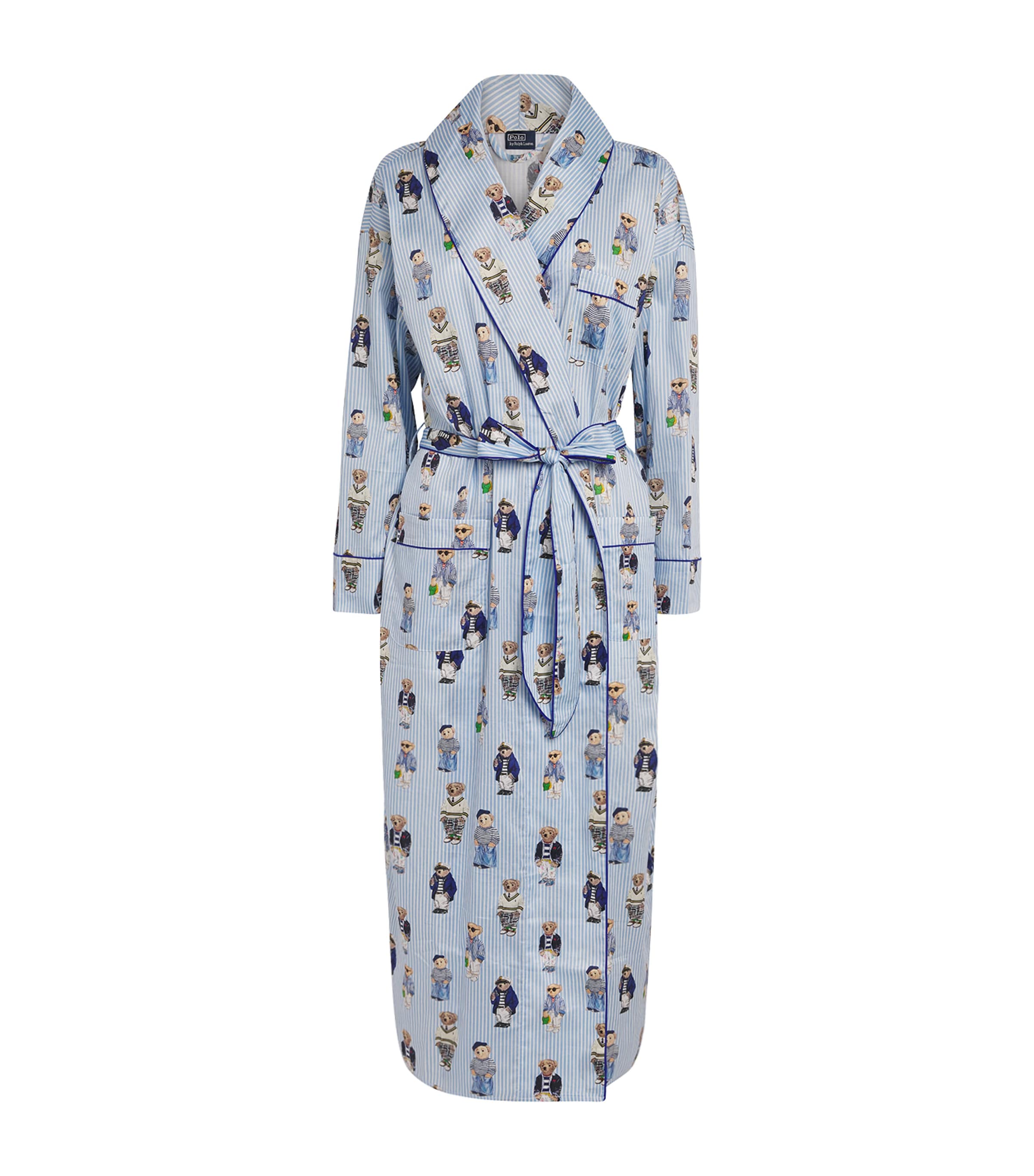 Polo Ralph Lauren Cotton Polo Bear Heritage Robe In Blue