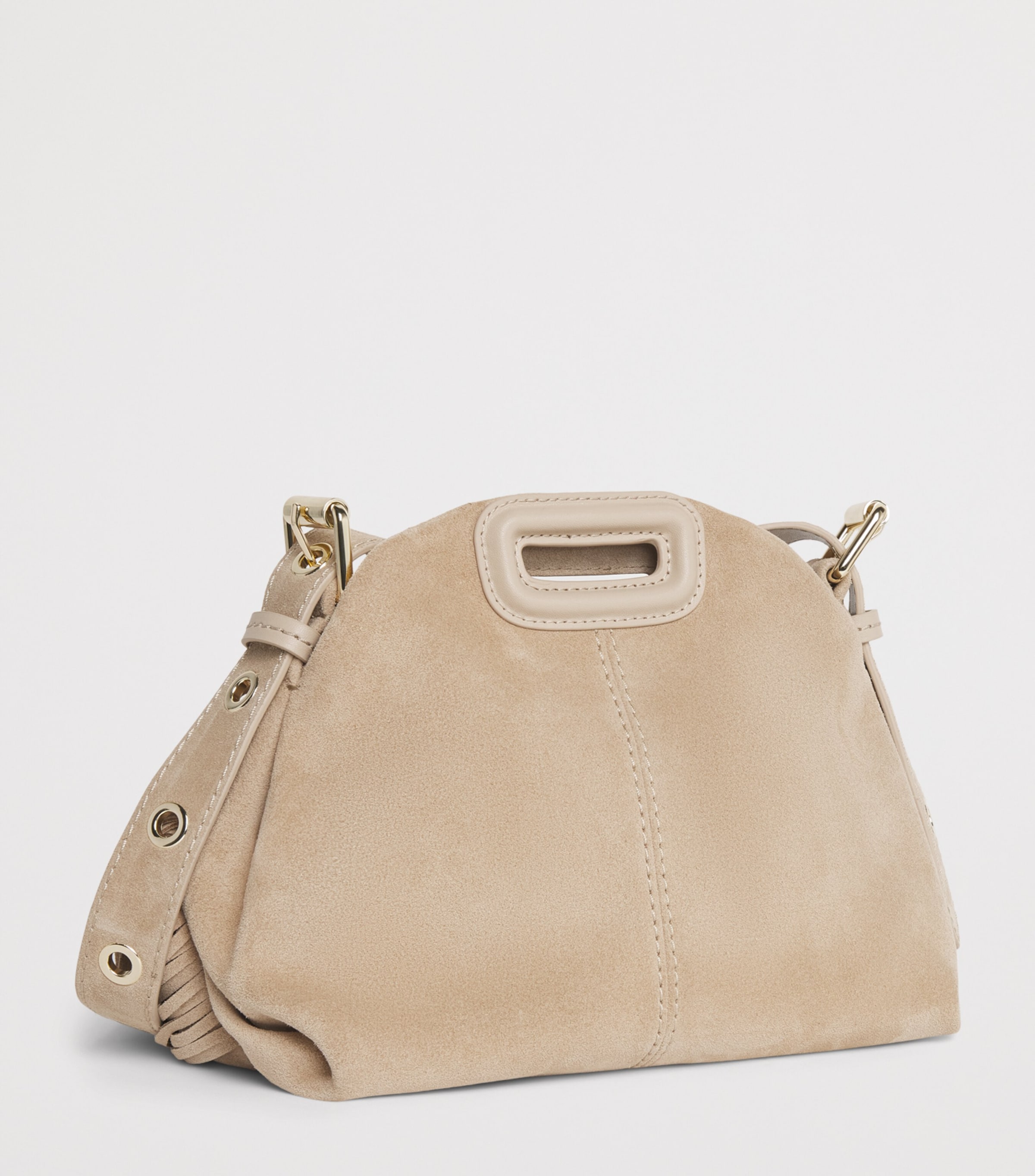 Maje Mini Suede Miss M Shoulder Bag Cappucino Image 3