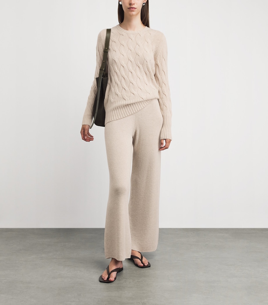 Johnstons Of Elgin Womens Wool Ribbed Trousers Stone Image 2