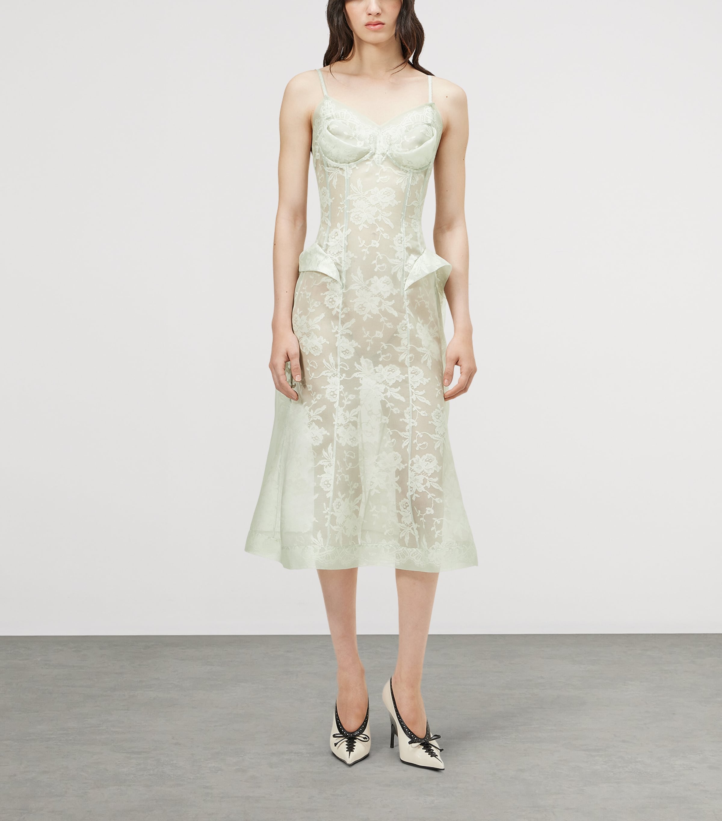 McQueen Womens Silk Lace Floral Midi Dress Image 2