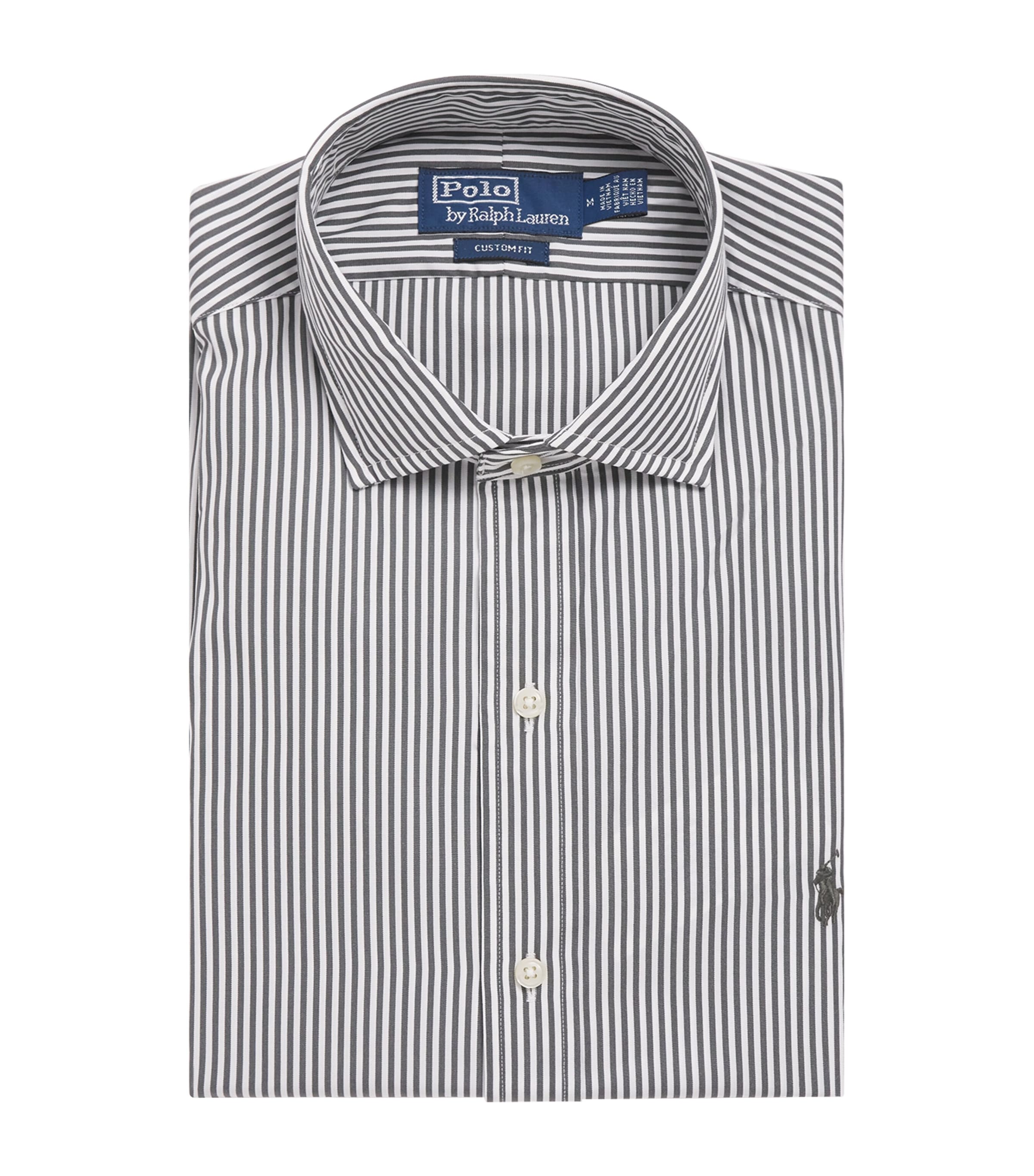 Cotton Poplin Custom Fit Stripe Shirt DARK METAL Image 1