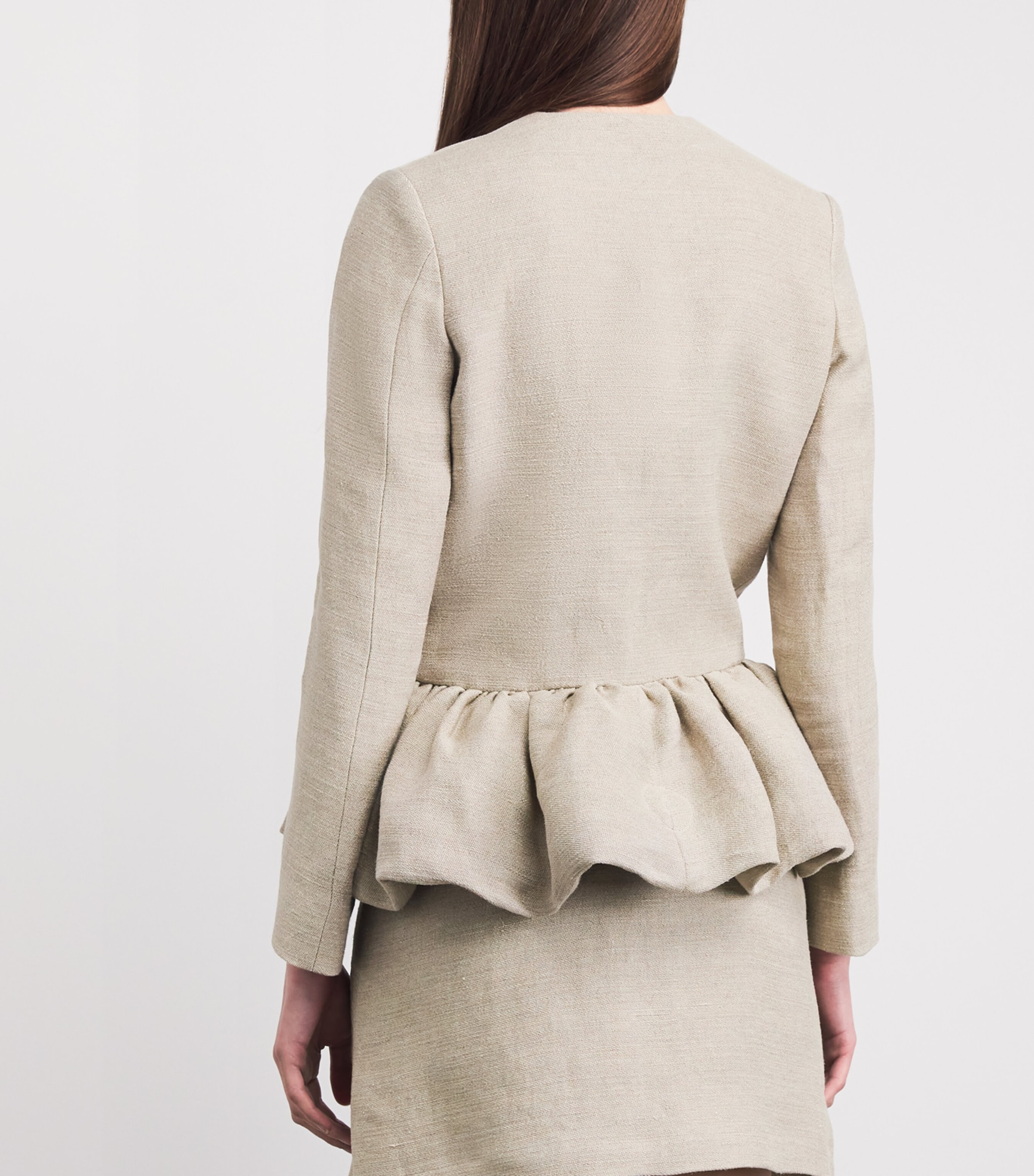 Liberowe Womens Linen Peplum Jacket Beige Image 5