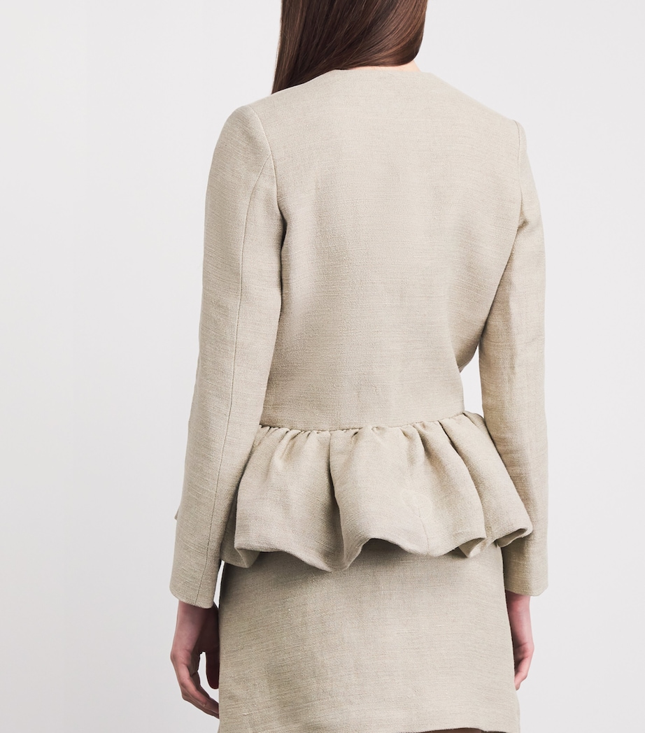 Liberowe Womens Linen Peplum Jacket Beige Image 5