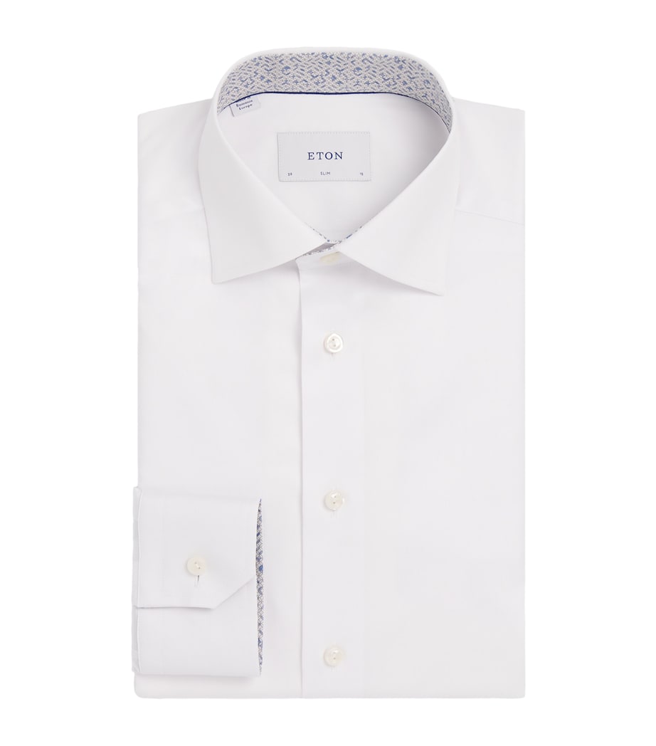 Cotton Signature Twill Geometric-Collar Shirt WHITE GEO Image 1