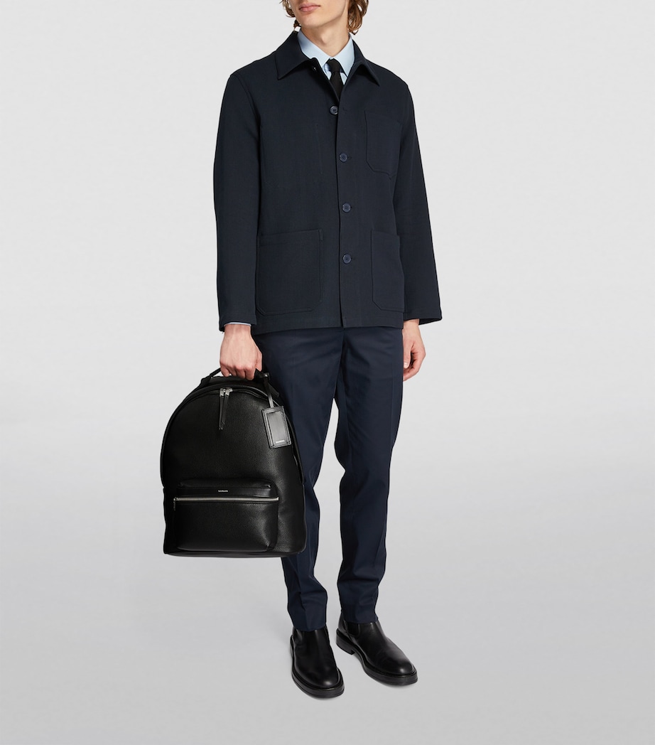 Leather-Trim Backpack BLACK Image 5