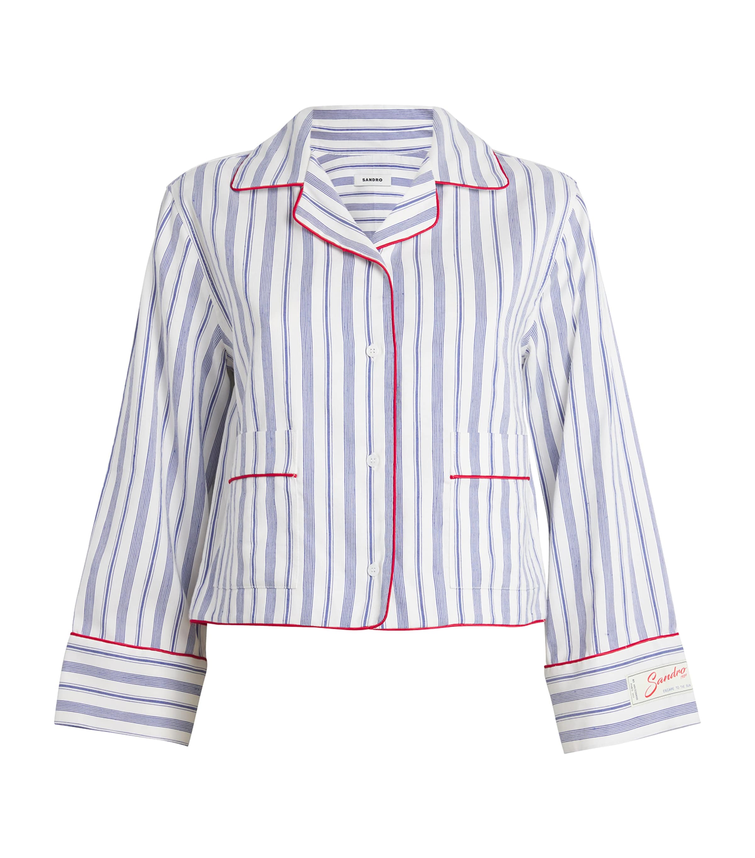 Sandro Bellissima Striped Button-front Shirt In Blue