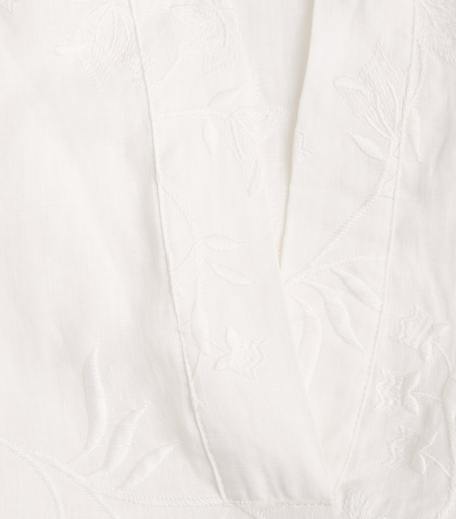 x Harrods Linen Floral-Embroidered Blouse BIANCO Image 5